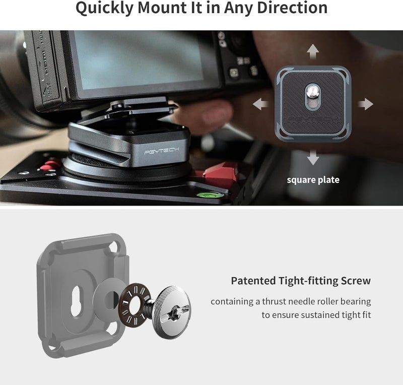 PGYTECH Quick Release Plate Clamp, with 1/4" and 3/8" Threaded Holes, Arca Swiss Interface, Suitable for Photo Cameras, Tripods, Gimbals (Arca-Type Plate*2 +Clamp) - Image 5